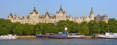 Victoria Embankment Early Morning Panorama with Whitehall & Boat