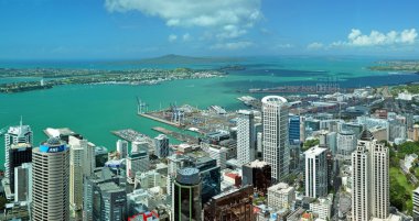 Auckland city & Harbour Landscape Aerial panaorama clipart