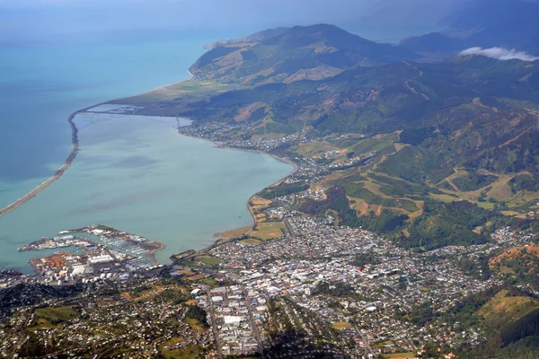 Aerial View of Nelson City & Port, New Zealand. — Stock Photo, Image