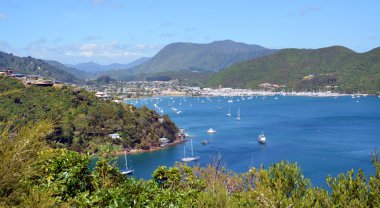 Waikawa Bay ve Marina, Marlborough sesler, Yeni Zelanda.