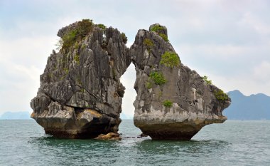İki mücadele kayalarda Halong Bay musluklar