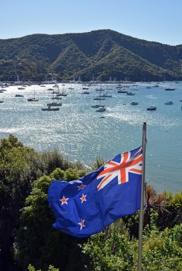 Yeni Zelanda bayrağı gururla Marlborough sesler içinde çırpınan