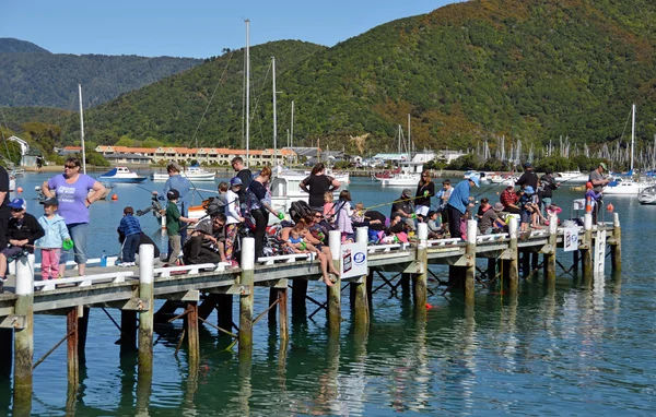 Competição Anual de Pesca de Picton Childrens, Nova Zelândia — Fotografia de Stock