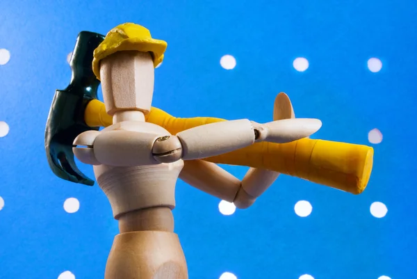 Builder wooden dummy. — Stock Photo, Image