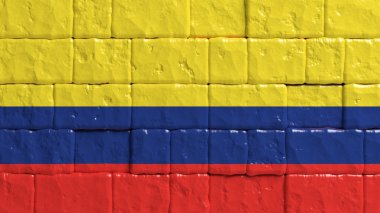 Tuğla duvar boyalı Kolombiya bayrağı ile