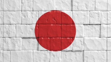 tuğla duvar boyalı Japonya bayrağı ile