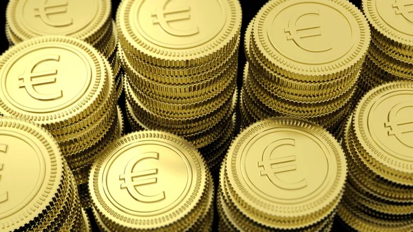 Empilements de pièces d'or avec fond de symbole Euro . — Photo