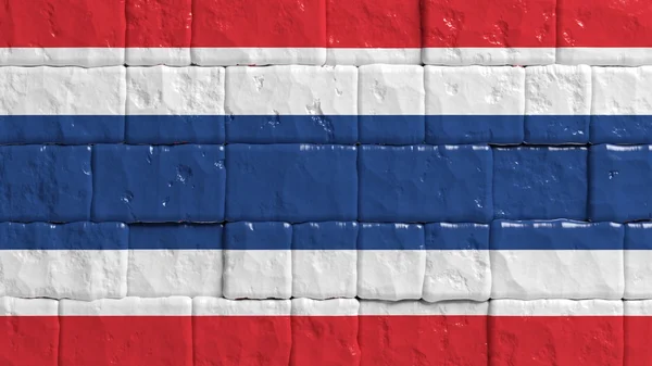 Muro de ladrillo con bandera pintada de Tailandia — Foto de Stock