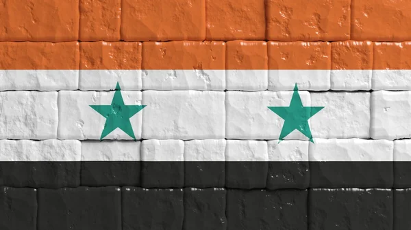 Mur de briques avec drapeau peint de Syrie — Photo