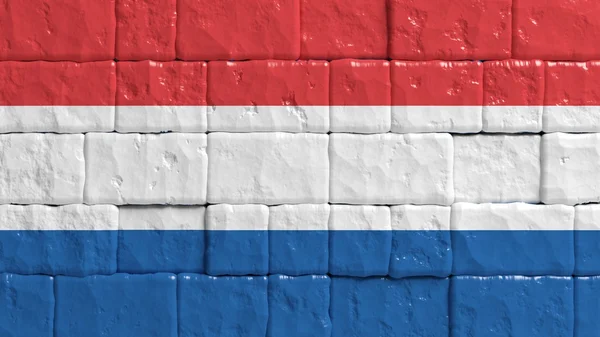 Pared de ladrillo con bandera pintada de Holanda — Foto de Stock