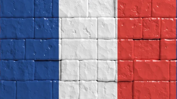 Muro de ladrillo con bandera pintada de Francia — Foto de Stock