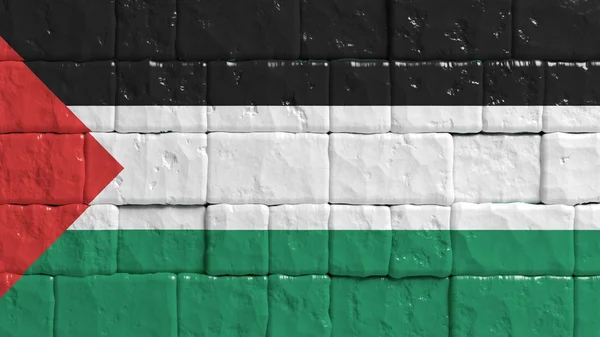 砖墙与彩绘国旗的巴勒斯坦 — 图库照片