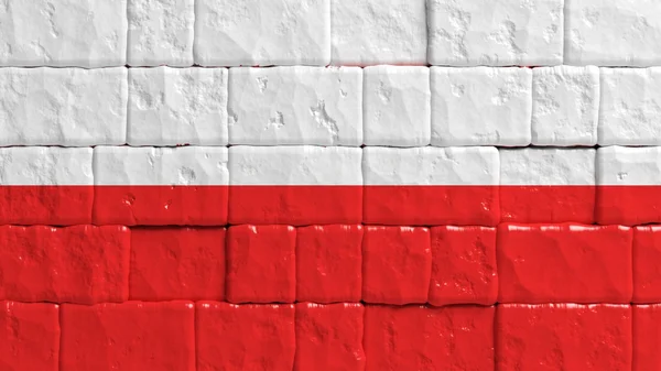 Bakstenen muur met geschilderde vlag van Polen — Stockfoto