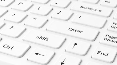 Beyaz bilgisayar klavye portre