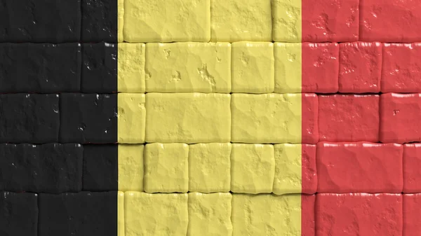 Tegelvägg med målade flagga av Belgien — Stockfoto