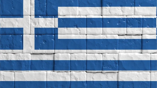 Muro di mattoni con bandiera dipinta della Grecia — Foto Stock