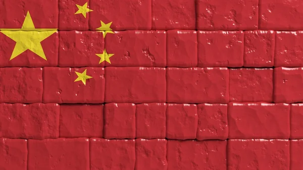 Parede de tijolo com bandeira pintada da China — Fotografia de Stock