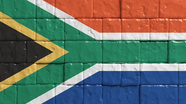 Mur z cegły z malowane Flaga Republiki Południowej Afryki — Zdjęcie stockowe