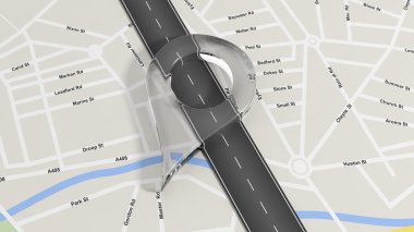 Büyük cam işaretçisiyle yolda zoom ile göster 