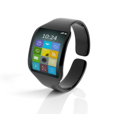 Smartwatch ekranında, beyaz arka plan üzerinde izole uygulamaları ile.