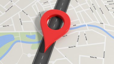 Büyük kırmızı işaretçisiyle yolda zoom ile göster