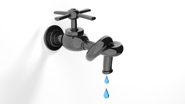 3D протекающий водопроводный кран завязанный узел, изолированный на белом фоне
.