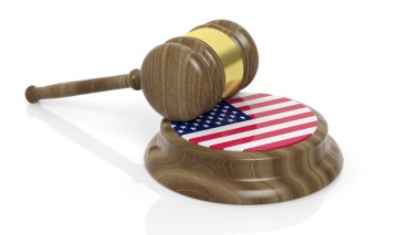 Mahkeme çekiç ile Amerika Birleşik Devletleri bayrağı