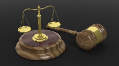 Mahkeme çekiç ve ölçekler çizimi