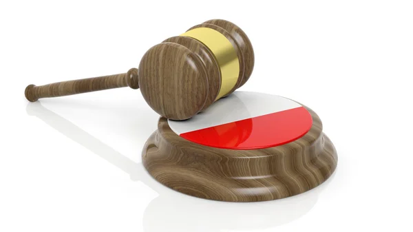 Court hammer and Polish flag — Stock Photo, Image