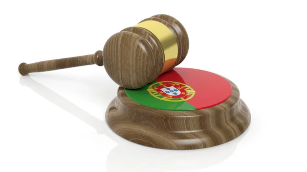 Martelo da corte com bandeira portuguesa — Fotografia de Stock