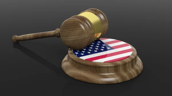 Court hammer with American flag — Stock Photo, Image