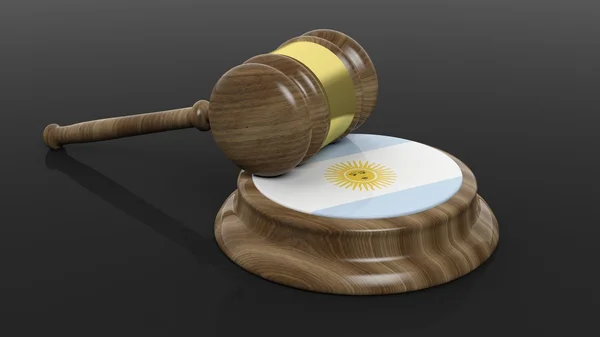 Court hammer with Argentine flag — Stock Photo, Image