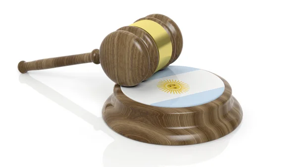 Wooden court hammer with Argentine flag — Stock Photo, Image