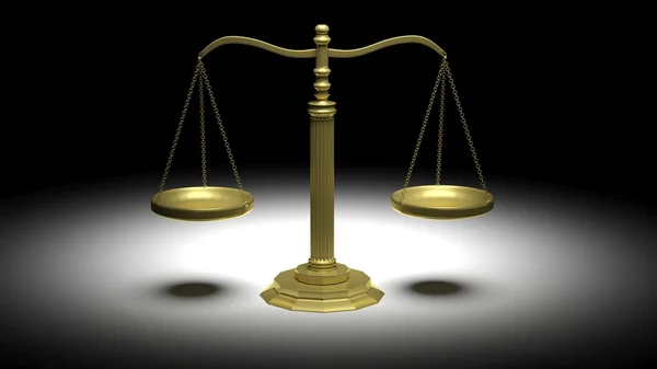 Empty golden scales of justice — Stock Photo, Image