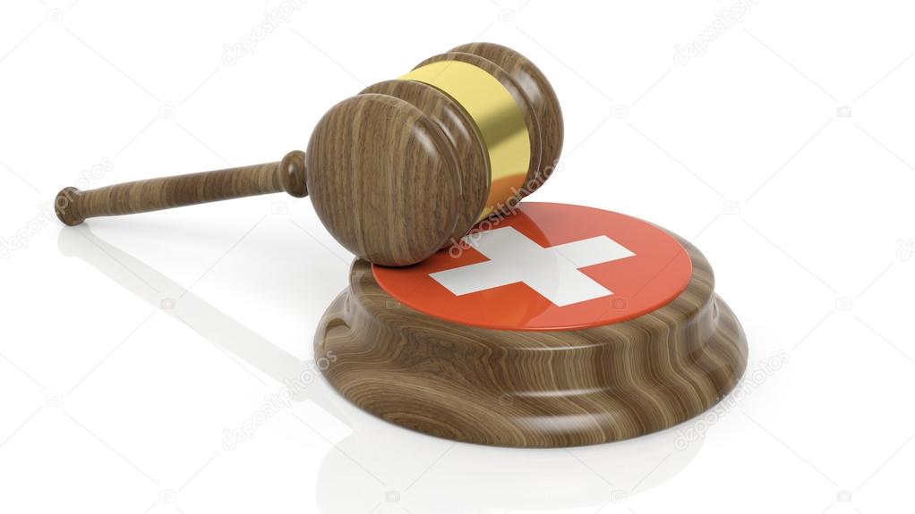 Court hammer with Swiss flag