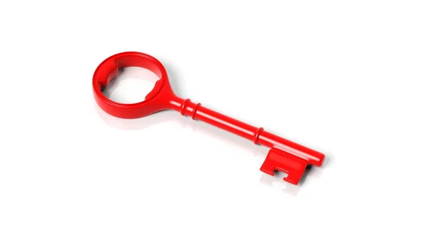 3D red retro key, isolated on white background. — Stock Photo, Image