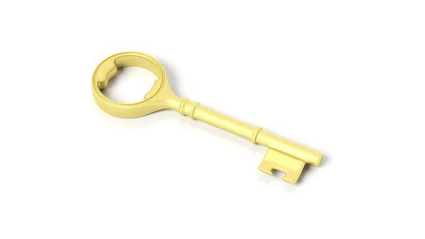 3D golden retro key, isolated on white background. — Stock Photo, Image