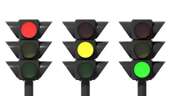 Traffic lights set, isolated on white background — Stock Photo, Image