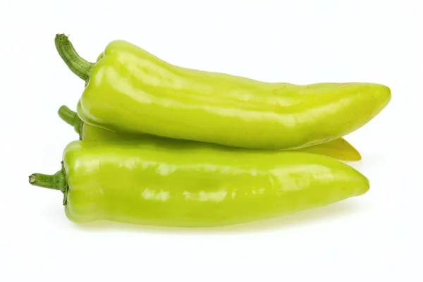 Pointy green peppers, on white background. — Stock Photo, Image