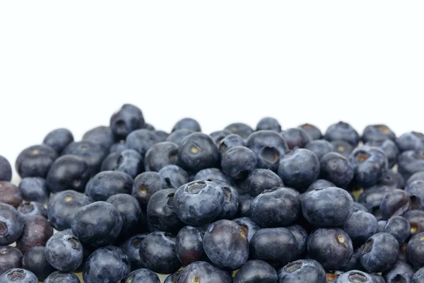 Stack of fresh blueberries, on white background with copy-space — Stock Photo, Image