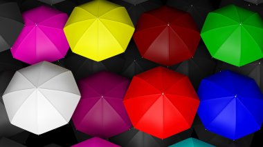büyük renkli şemsiyeler tops 3D render 