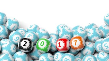 şanslı renkli topları beyaz izole 2017 ile 3D render