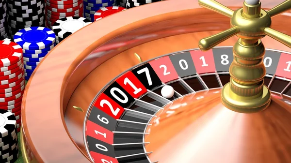 3D-rendering van casino roulette met Nieuwjaar 2017 — Stockfoto