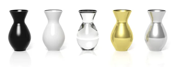 Five 3D vases.Isolated — Stock Photo, Image