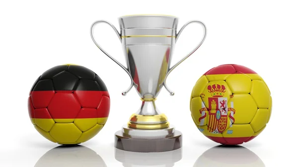 3d rendu d'un trophée d'argent doré et ballon de football — Photo