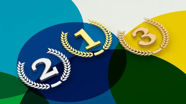 3D rendering of first,second and third place on colorful background — Stock Photo, Image