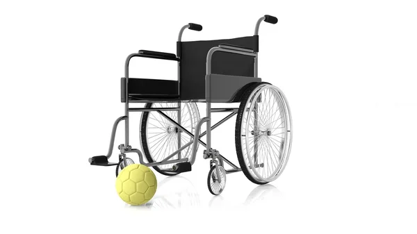 Gambar gambar 3D bola polo air dengan kursi roda — Stok Foto