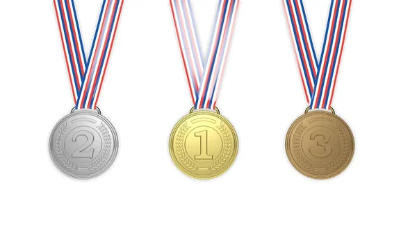 Golden,silver and bronze medals — Stock Photo, Image