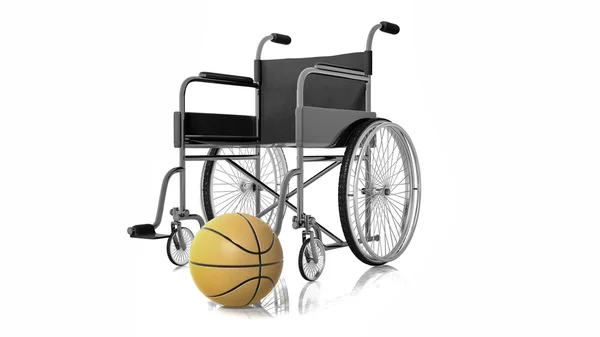 Cadeira de rodas e basquete — Fotografia de Stock