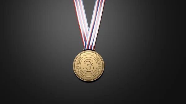 Isolado terceiro lugar medalha em fundo preto — Fotografia de Stock